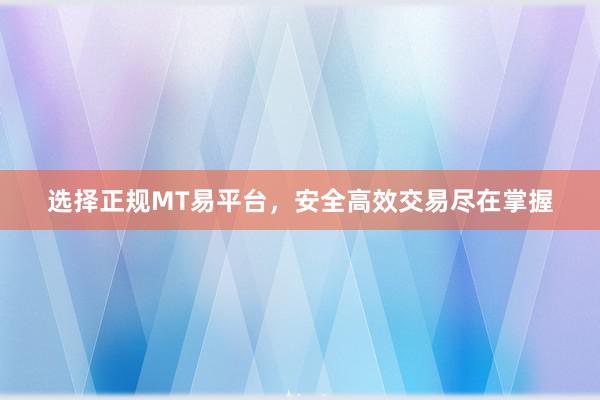 选择正规MT易平台，安全高效交易尽在掌握