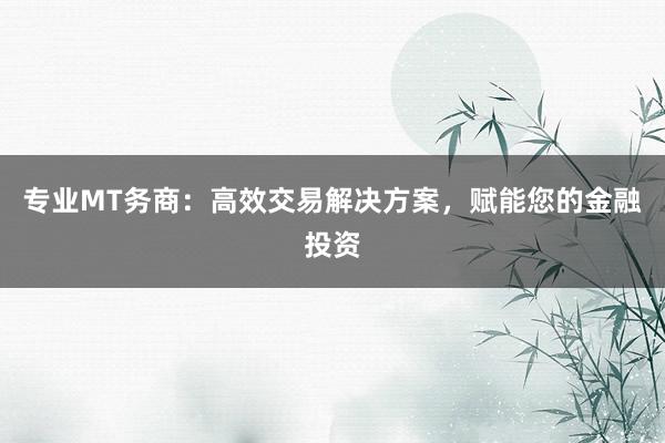 专业MT务商：高效交易解决方案，赋能您的金融投资
