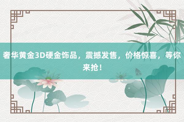 奢华黄金3D硬金饰品，震撼发售，价格惊喜，等你来抢！